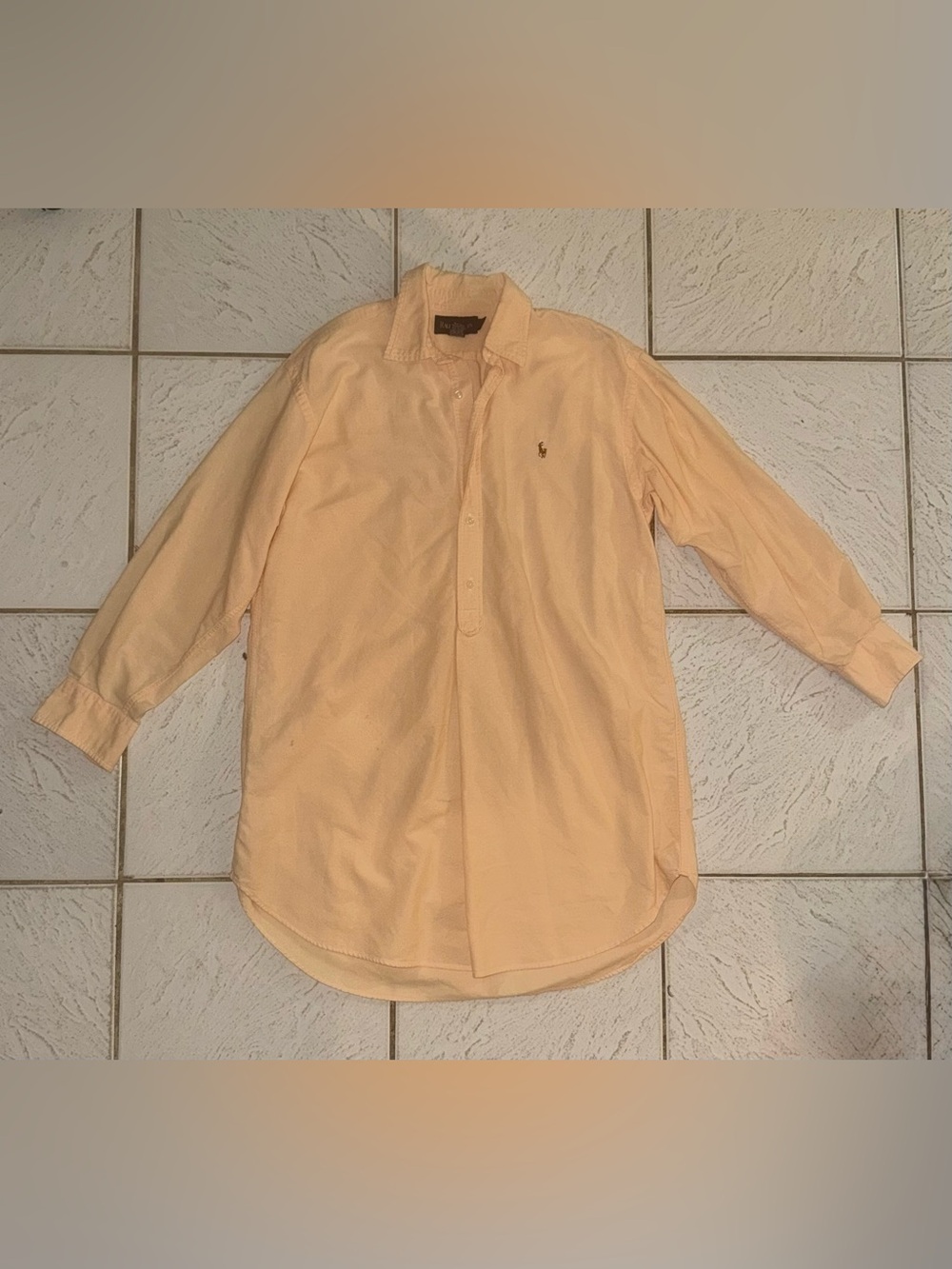 Ralph Lauren Men's Light Peach Long-Sleeve Button-Down Shirt